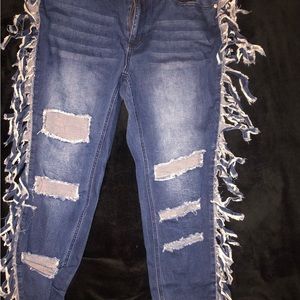 Ashley Stewart Fringed Jeans